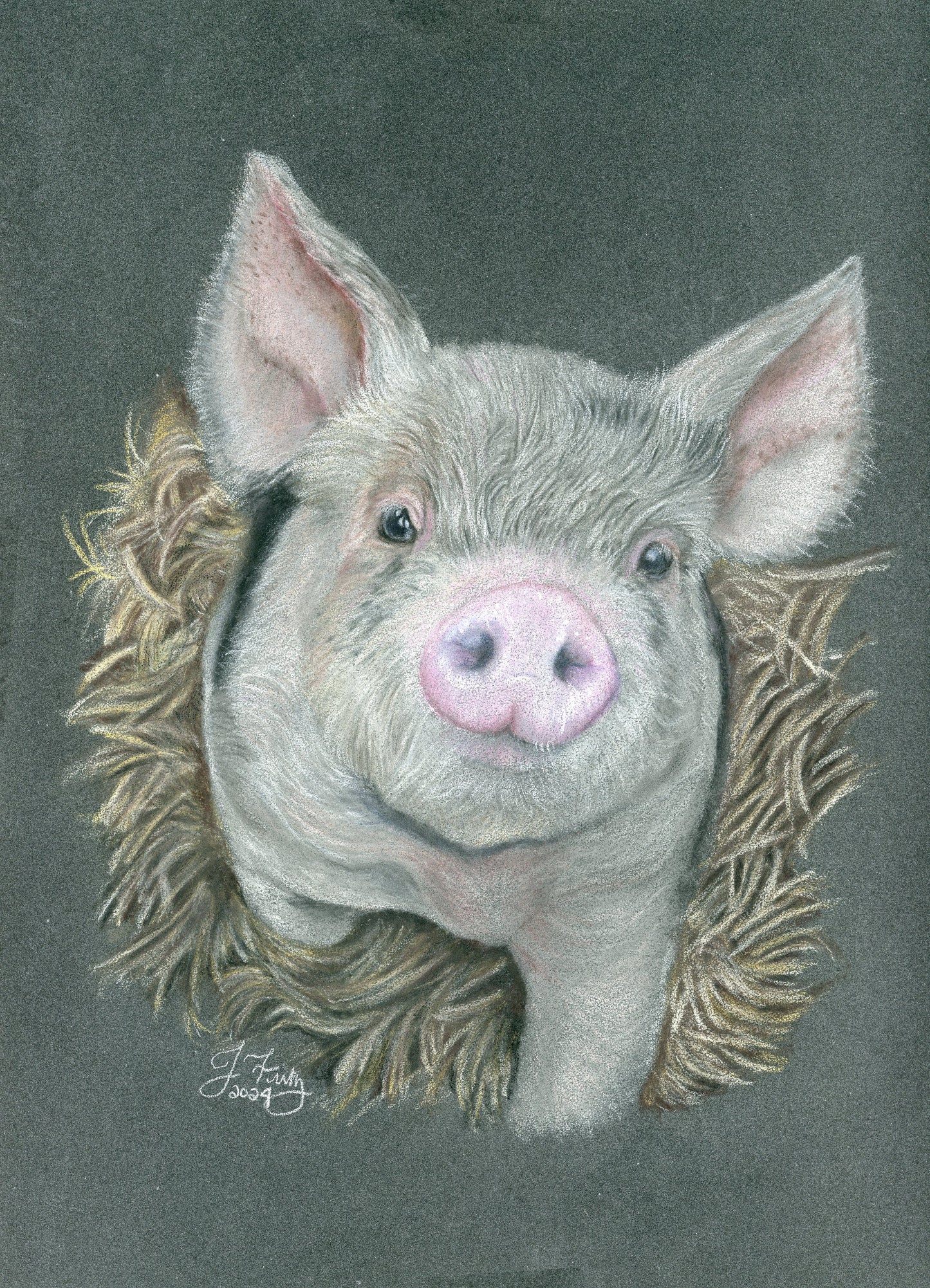 "Piglet" – Original Colored Pencil Artwork
