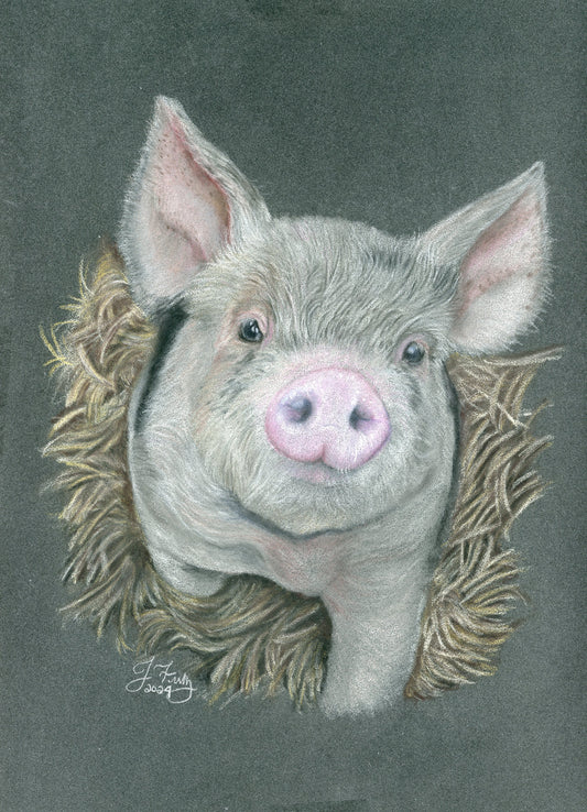 "Piglet" – Original Colored Pencil Artwork